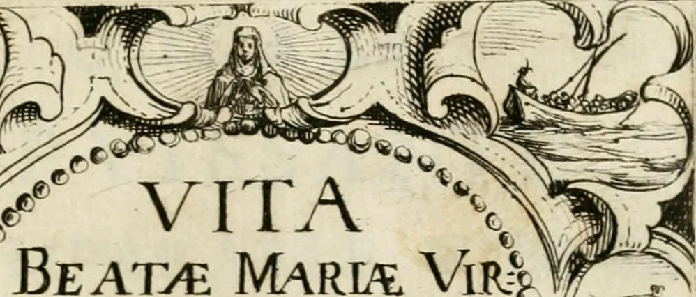 An illustration from Vita Beatae Mariae Virginis matris Dei, emblematibvs delineata = Vie de la bien-hevrevse Vierge Marie, mere de Diev, representée par figures emblematiques, 1646, leaf 8