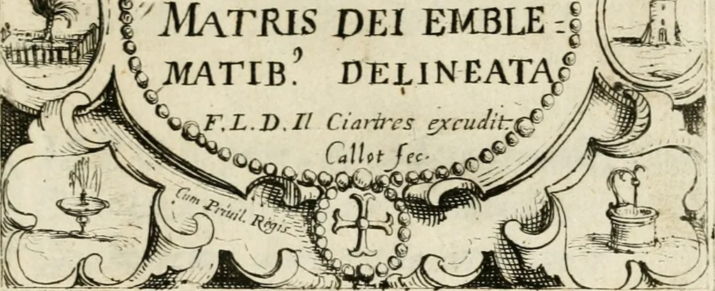 An illustration from Vita Beatae Mariae Virginis matris Dei, emblematibvs delineata = Vie de la bien-hevrevse Vierge Marie, mere de Diev, representée par figures emblematiques, 1646, leaf 8