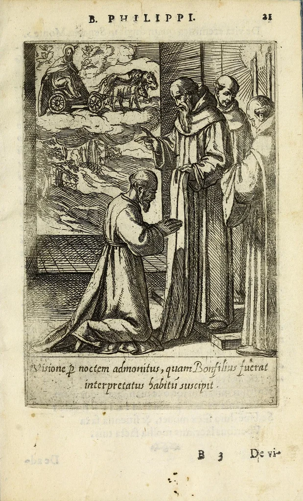 An illustration from Vita B. Philippi Benicii Florent. Ord. Servor[um] B. Mariae Virginis, 1591, leaf 29