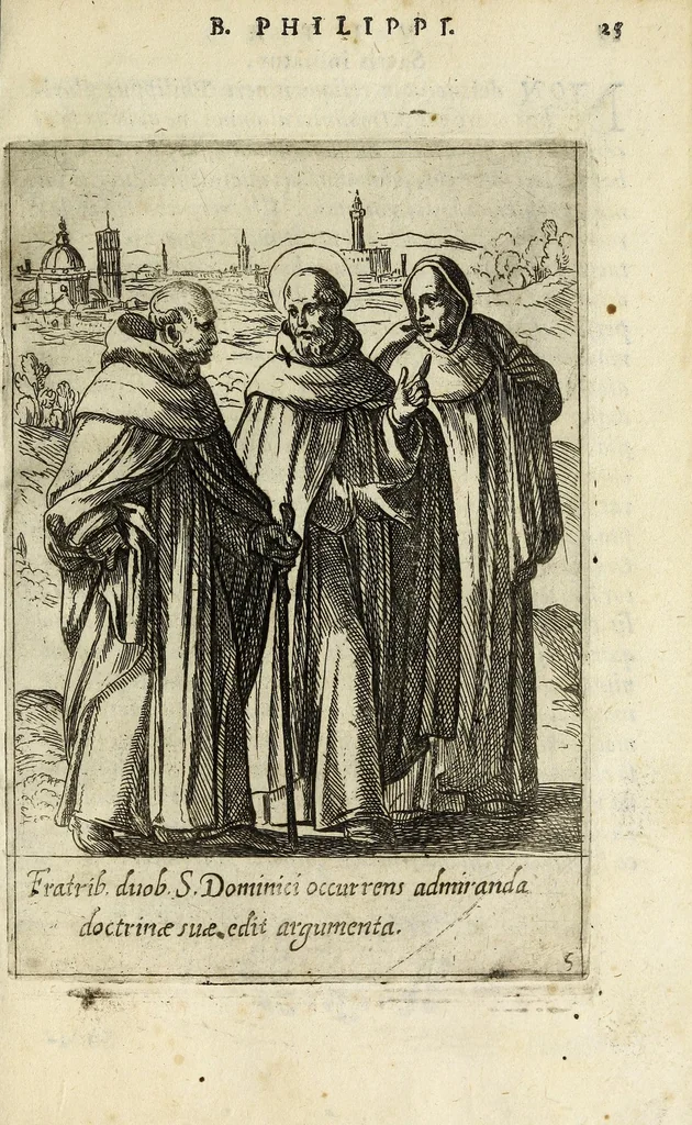 An illustration from Vita B. Philippi Benicii Florent. Ord. Servor[um] B. Mariae Virginis, 1591, leaf 33