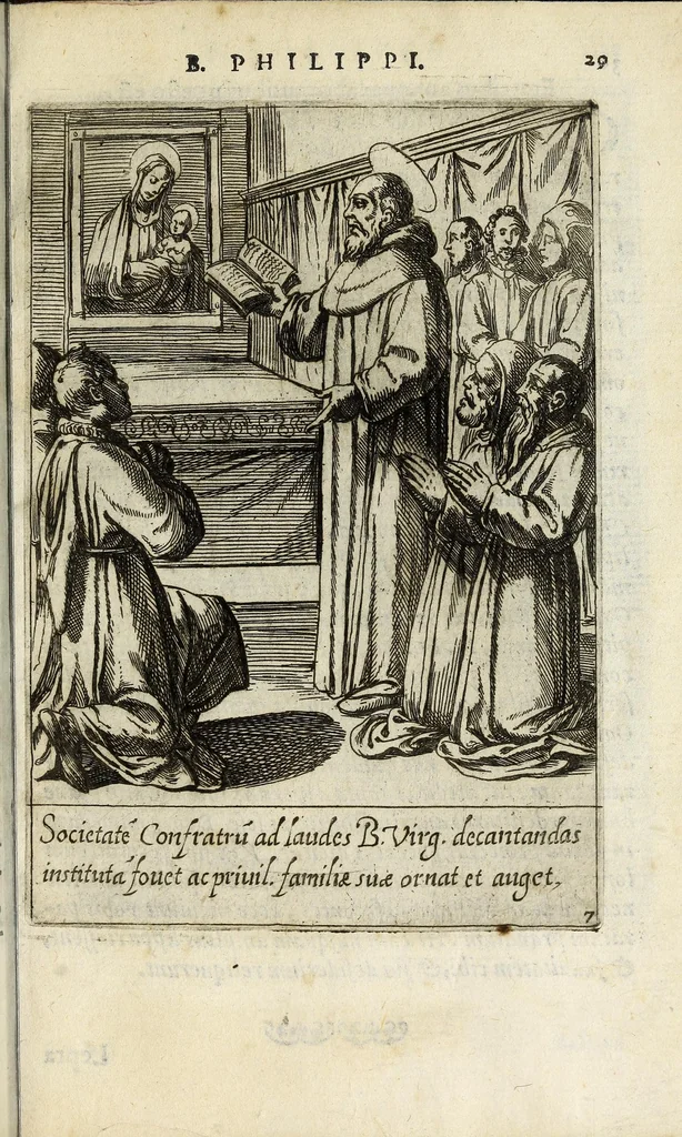 An illustration from Vita B. Philippi Benicii Florent. Ord. Servor[um] B. Mariae Virginis, 1591, leaf 37