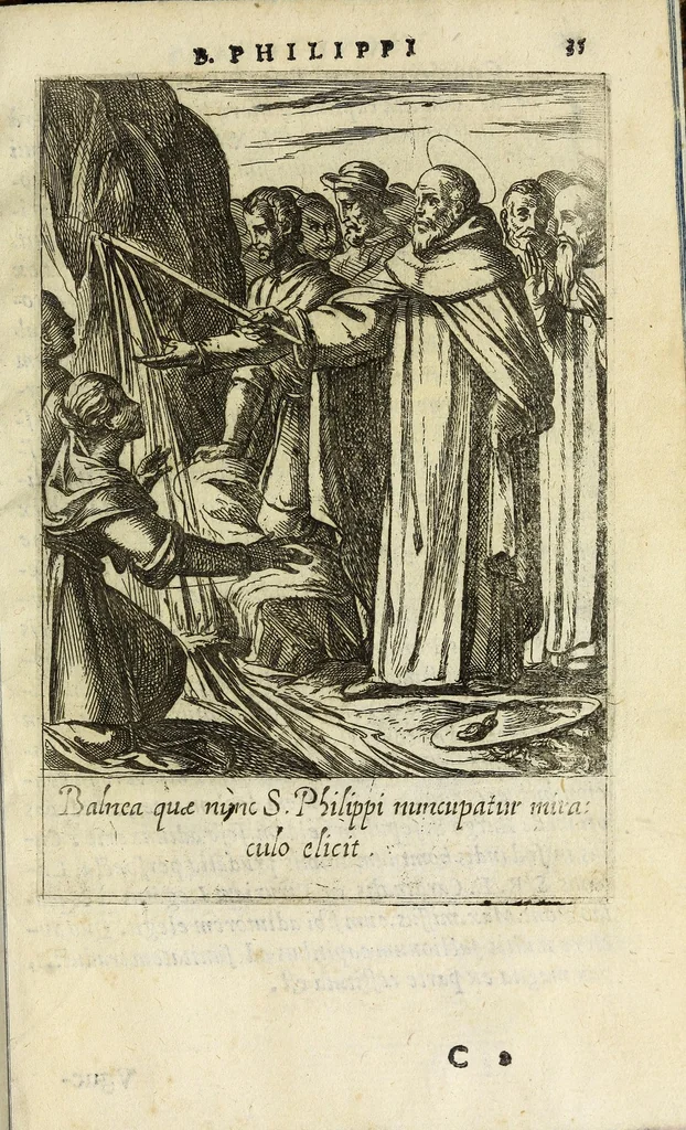 An illustration from Vita B. Philippi Benicii Florent. Ord. Servor[um] B. Mariae Virginis, 1591, leaf 43