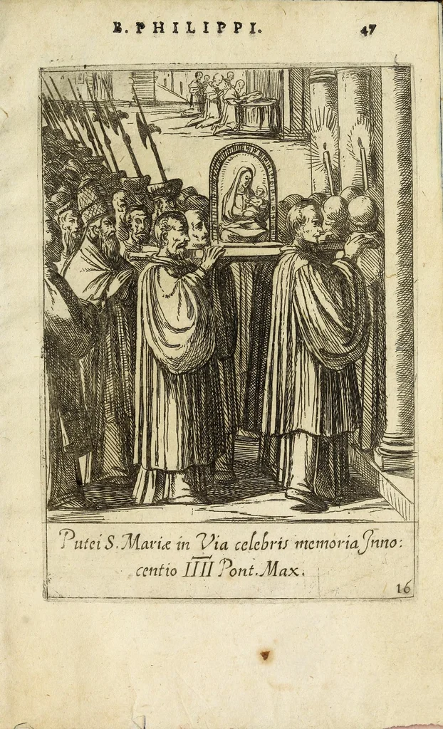 An illustration from Vita B. Philippi Benicii Florent. Ord. Servor[um] B. Mariae Virginis, 1591, leaf 55