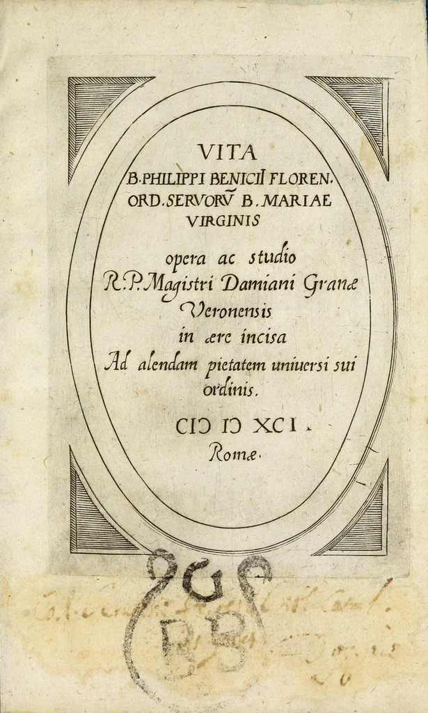 An illustration from Vita B. Philippi Benicii Florent. Ord. Servor[um] B. Mariae Virginis, 1591, leaf 9