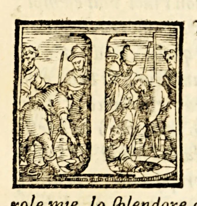 An illustration from Vita del P. Ignatio Loiola fondatore della religione della Compagnia di Giesu., 1586, leaf 19
