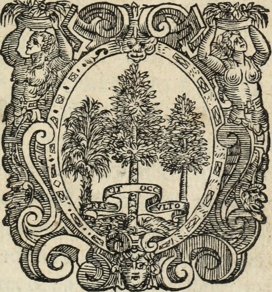 An illustration from Vita di Gio. Iacomo Medici, marchese di Marignano : valorosissimo, & inuittissimo capitan generale; nellaquale, oltra le vittorie per se stesso hauute contra il duca di Milano, e contra i Grigioni, et per altri nella Lombardia, nel Piemonte, nella Germania, nella Boemia, nell'Vngheria, nella Fiandra, e nella Toscana; sono comprese le più notabili cose nel suo tempo occorse; & molti auuertimenti politici, e modi di guerreggiare, 1605, leaf 6