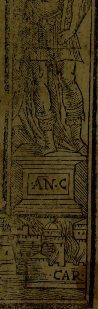 An illustration from Vita di M. Avrelio Imperadore : con le alte & profonde sue sentenze, notabili docume[n]ti, ammirabili essempli & lodeuole norma di viuere ; nouamente tradotta di spagnuolo i lingua toscana per Mambrino Rosea, 1543, leaf 8