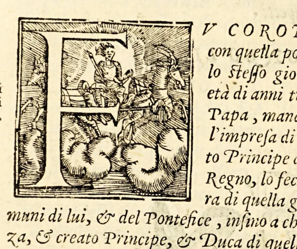 An illustration from Vita, et fatti dell' inuitissimo Imperatore Carlo Quinto, et historie uniuersali del mondo, de' suoi tempi. : Nella quale vengono comprese le cose più segnalate successe in Asia, Africa, Europa, & nel Mondo Nouo ..., 1606, leaf 192