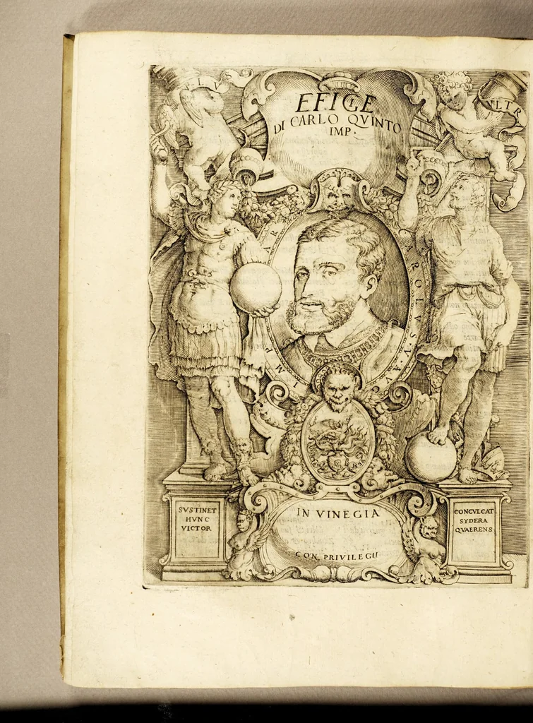 An illustration from Vita, et fatti dell' inuitissimo Imperatore Carlo Quinto, et historie uniuersali del mondo, de' suoi tempi. : Nella quale vengono comprese le cose più segnalate successe in Asia, Africa, Europa, & nel Mondo Nouo ..., 1606, leaf 22