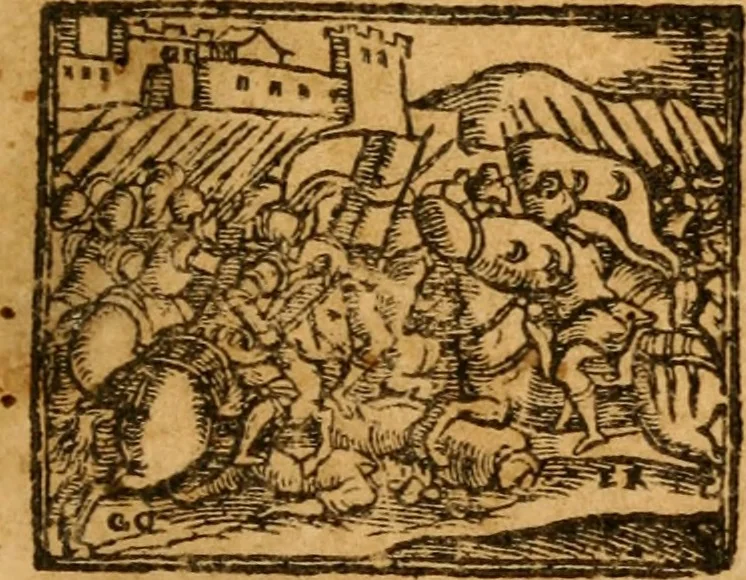 An illustration from Vita, et gesti d'Ezzelino Terzo da Roman : da l'origine al fine di sua famiglia, sotto la cui tirannide mancarono di morte violenta più di dodeci milla padouani, 1677, leaf 294