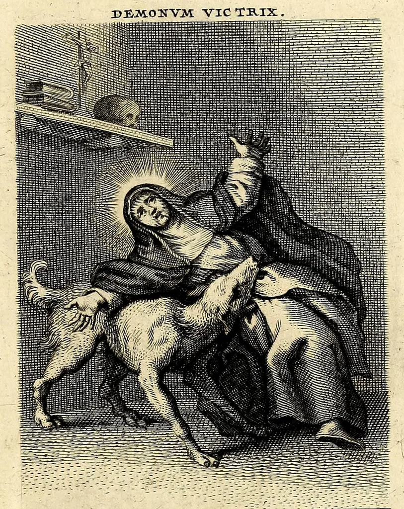 An illustration from Vita et historia S. Rosae a S. Maria quae nata Limae in regno Peruano 1586, obiit 1617 aetatis suae 31. : Adm. R.P. Mago. Fr. Michaeli de Toledo Proc. Gen. D. Praedic. Prov. S. Io. Bapt. in Peruvio, 1672, leaf 31