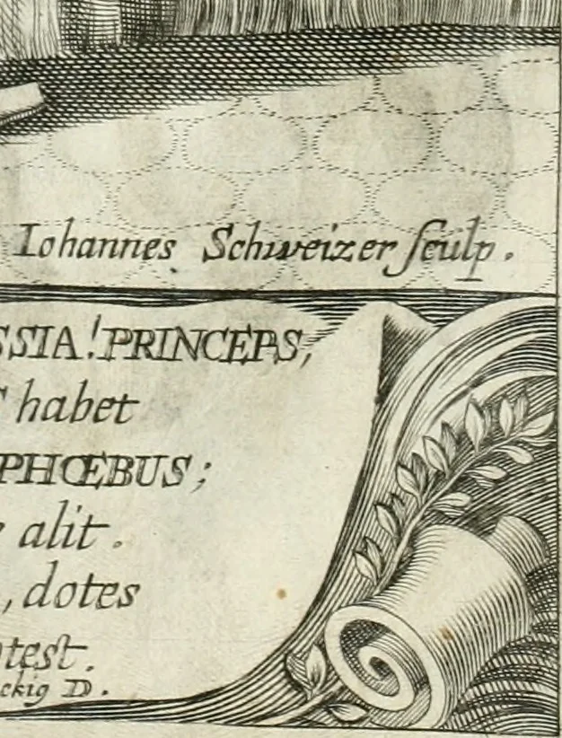 An illustration from Vita post vitam, 1662, leaf 15
