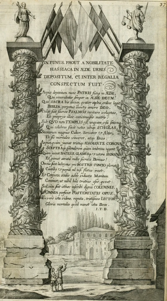 An illustration from Vita post vitam, 1662, leaf 6