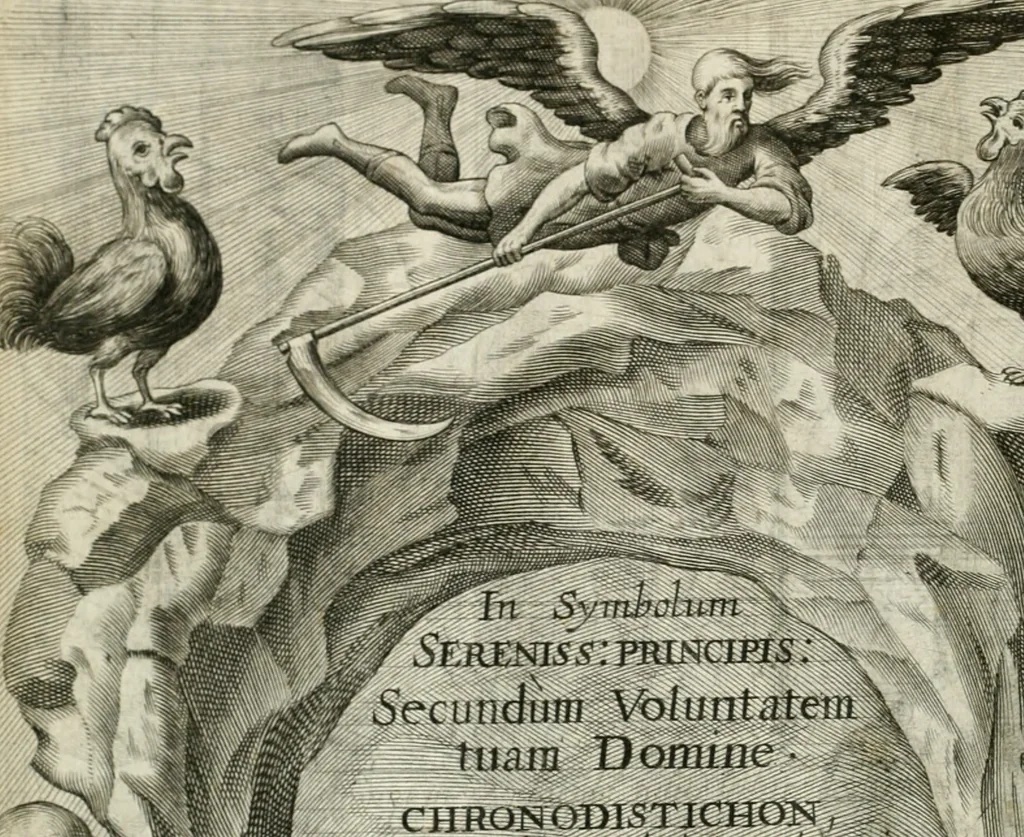 An illustration from Vita post vitam, 1662, leaf 9