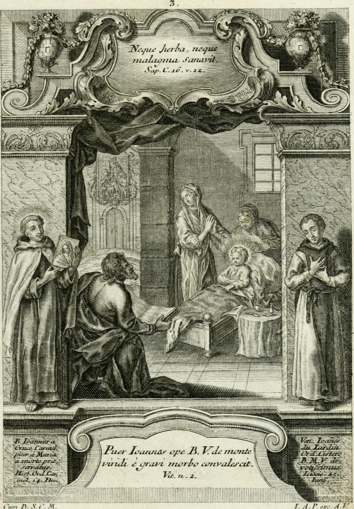 An illustration from Vita S. Joannis Nepomuceni, sigilli sacramentalis protomartyris, 1730, leaf 14