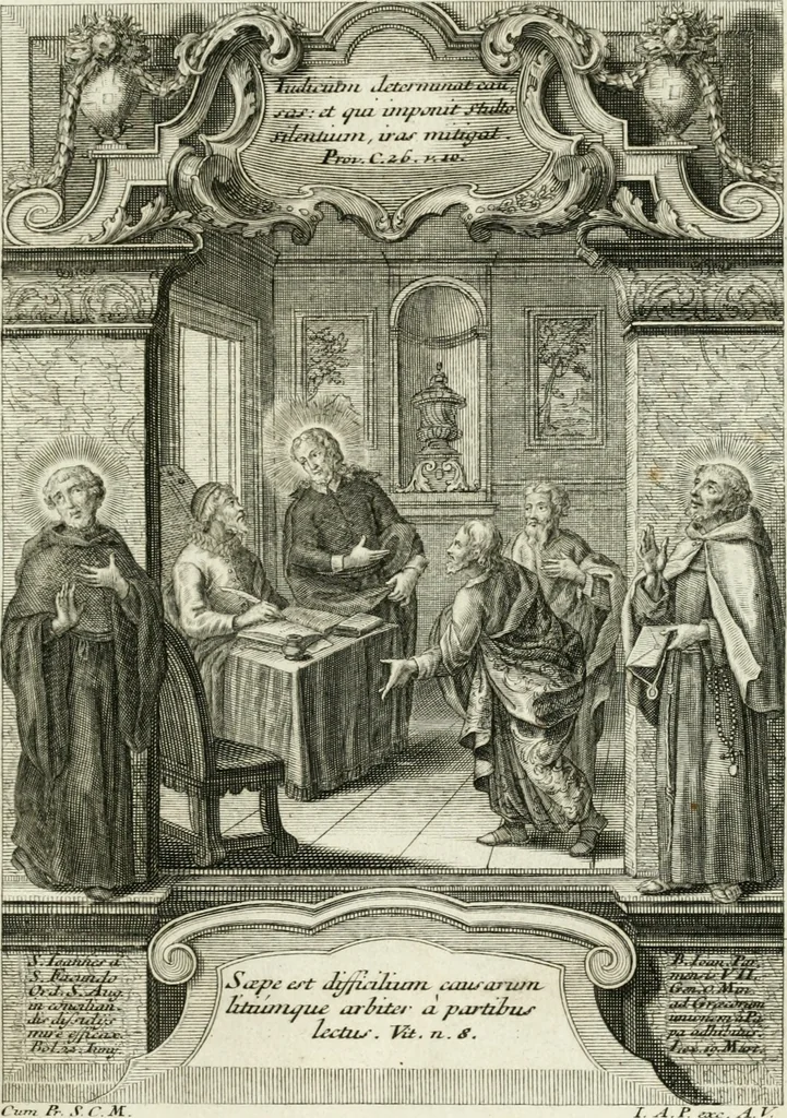 An illustration from Vita S. Joannis Nepomuceni, sigilli sacramentalis protomartyris, 1730, leaf 36