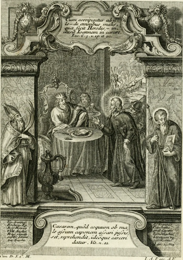 An illustration from Vita S. Joannis Nepomuceni, sigilli sacramentalis protomartyris, 1730, leaf 42