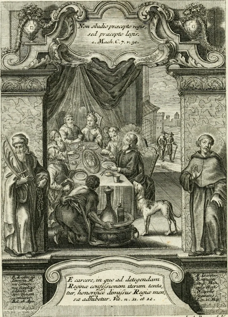 An illustration from Vita S. Joannis Nepomuceni, sigilli sacramentalis protomartyris, 1730, leaf 45