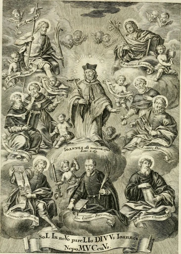 An illustration from Vita S. Joannis Nepomuceni, sigilli sacramentalis protomartyris, 1730, leaf 5