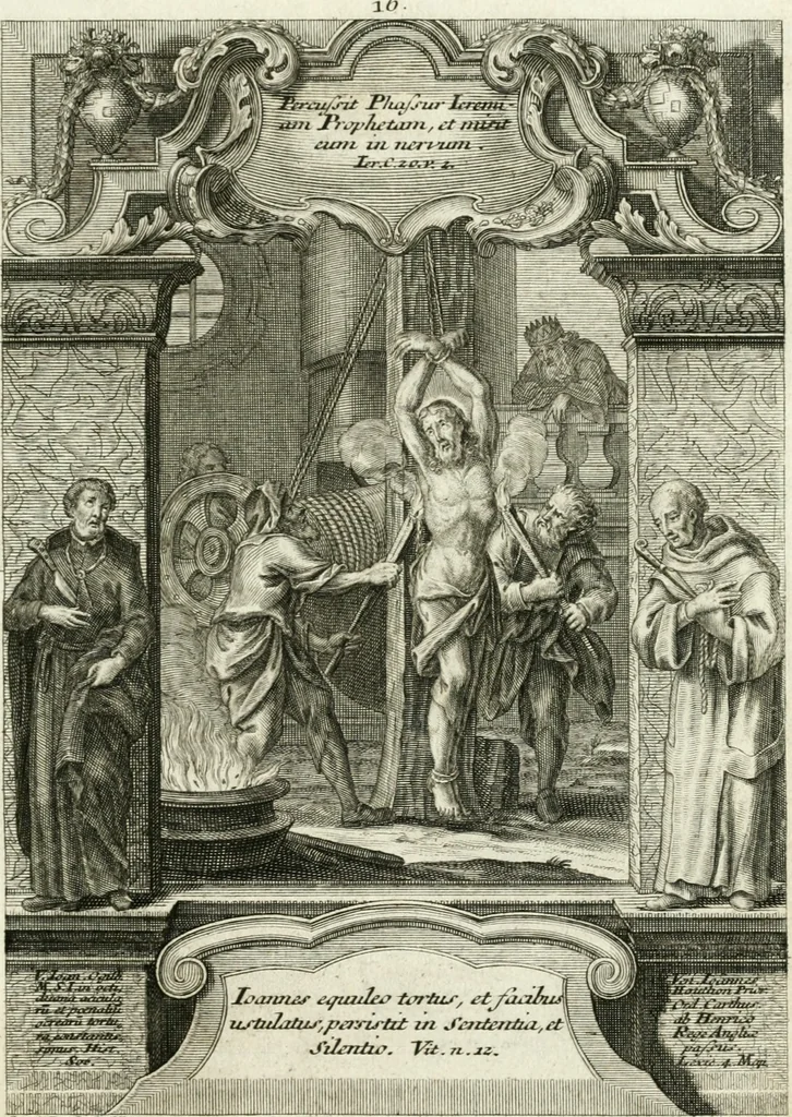 An illustration from Vita S. Joannis Nepomuceni, sigilli sacramentalis protomartyris, 1730, leaf 52