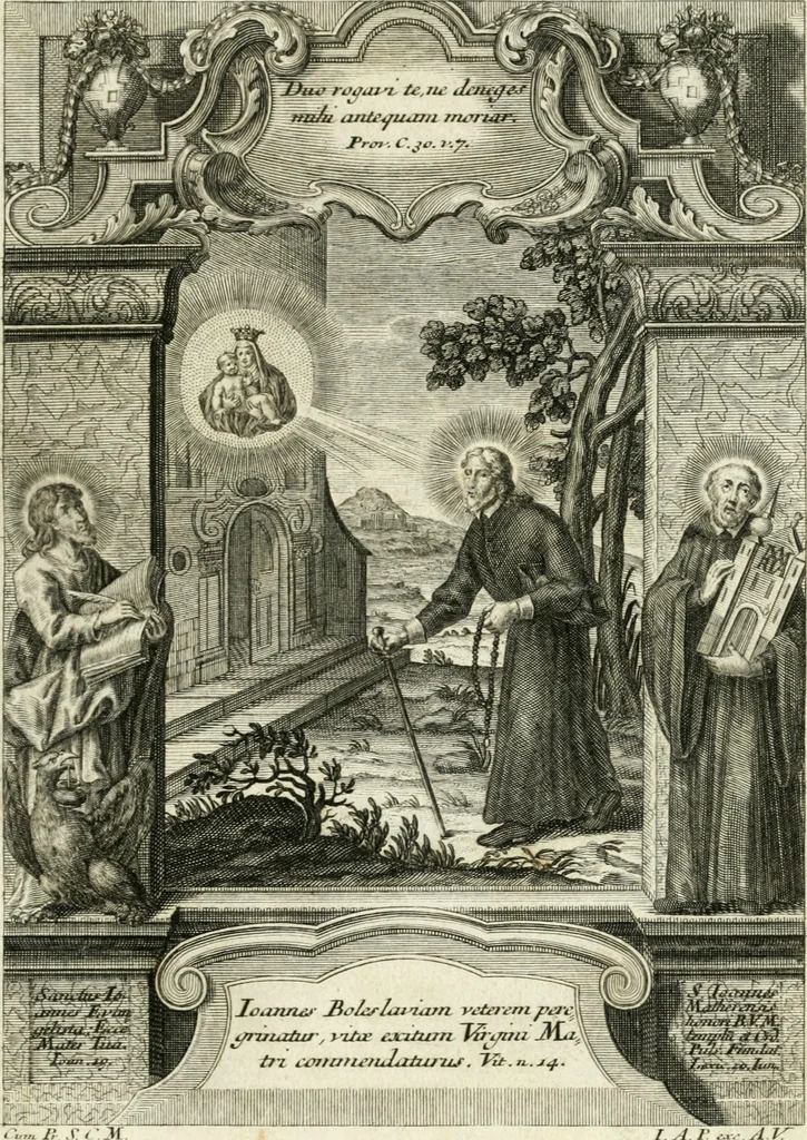An illustration from Vita S. Joannis Nepomuceni, sigilli sacramentalis protomartyris, 1730, leaf 64