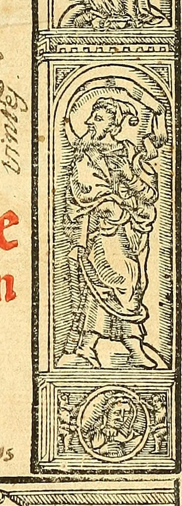 An illustration from Vitas patrum. : Libro de las vidas de los sanctos padres del yermo: segun lo escrinio el glorioso Hieronimo: nueuamente corregido y emendado, 1553, leaf 6