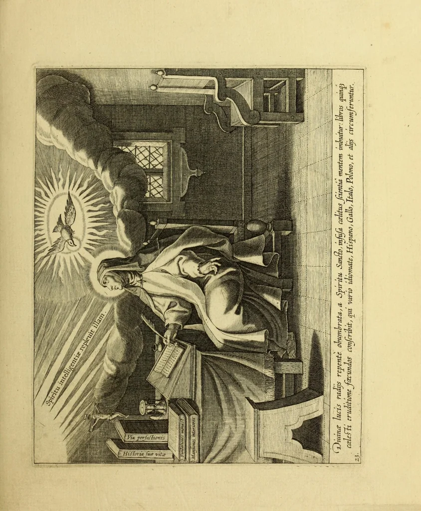 An illustration from Vita S. Virginis Teresiæ a Iesv : ordinis carmelitarvm excalceatorvm piae restavratricis, 1630, leaf 49