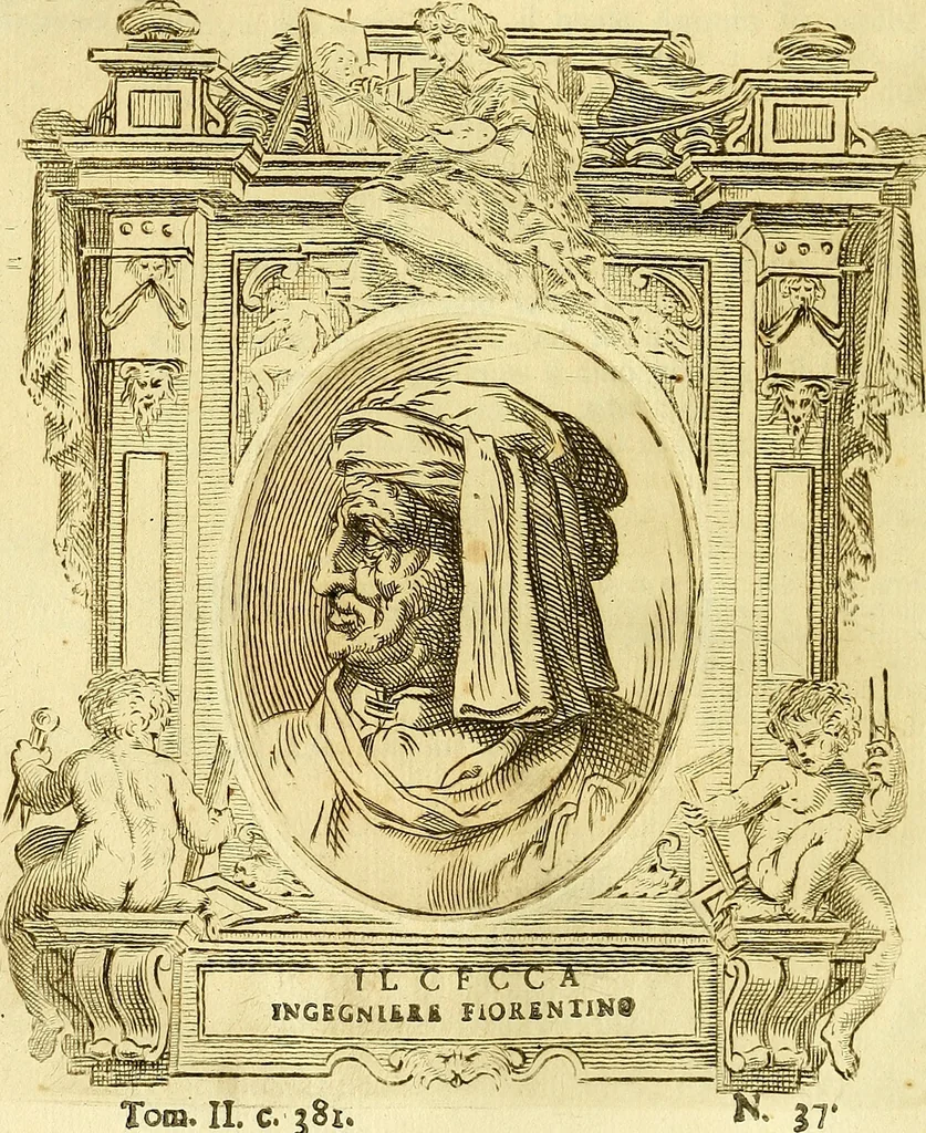 An illustration from Vite de più eccellenti pittori scultori ed architetti, 1767, leaf 459