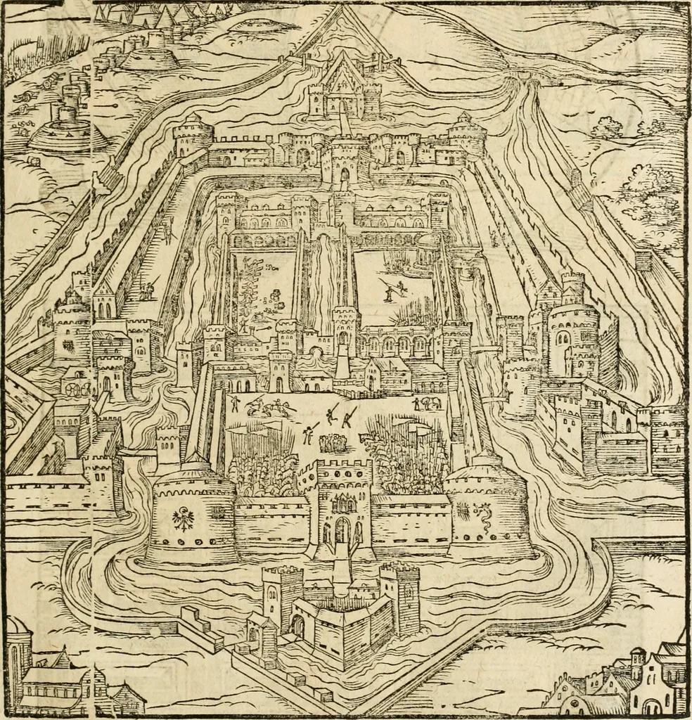 An illustration from Vitruuius, des aller namhafftigisten vnnd hocherfahrnesten, römischen Architecti, vnnd kunstreichen Werck oder Bawmeisters, Marci Vitruuij Pollionis, zehen Bücher von der Architectur vnd künstlichem Bawen ..., 1614, leaf 112