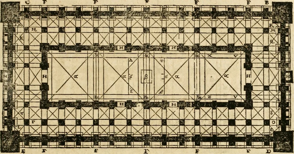 An illustration from Vitruuius, des aller namhafftigisten vnnd hocherfahrnesten, römischen Architecti, vnnd kunstreichen Werck oder Bawmeisters, Marci Vitruuij Pollionis, zehen Bücher von der Architectur vnd künstlichem Bawen ..., 1614, leaf 244