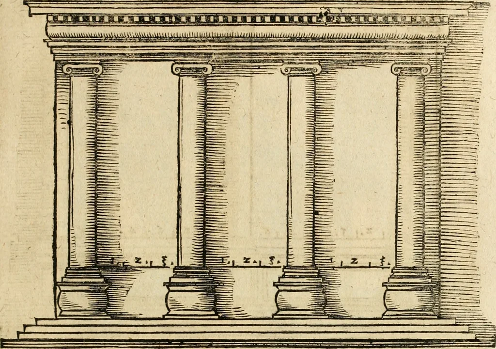 An illustration from Vitruuius, des aller namhafftigisten vnnd hocherfahrnesten, römischen Architecti, vnnd kunstreichen Werck oder Bawmeisters, Marci Vitruuij Pollionis, zehen Bücher von der Architectur vnd künstlichem Bawen ..., 1614, leaf 254