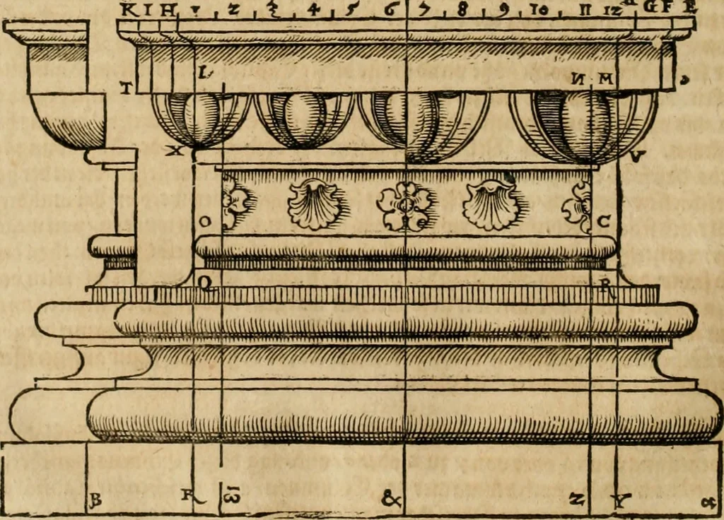 An illustration from Vitruuius, des aller namhafftigisten vnnd hocherfahrnesten, römischen Architecti, vnnd kunstreichen Werck oder Bawmeisters, Marci Vitruuij Pollionis, zehen Bücher von der Architectur vnd künstlichem Bawen ..., 1614, leaf 311