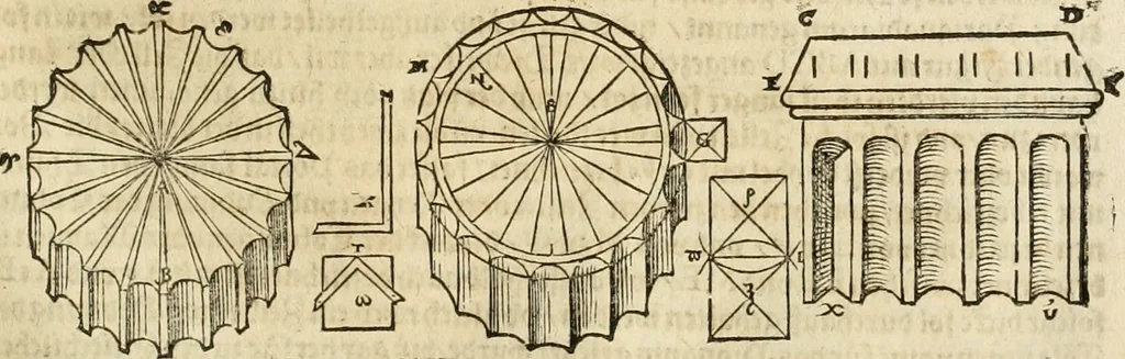 An illustration from Vitruuius, des aller namhafftigisten vnnd hocherfahrnesten, römischen Architecti, vnnd kunstreichen Werck oder Bawmeisters, Marci Vitruuij Pollionis, zehen Bücher von der Architectur vnd künstlichem Bawen ..., 1614, leaf 318