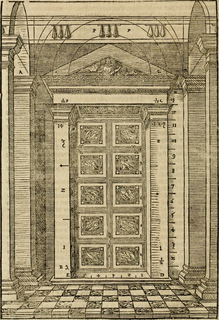 An illustration from Vitruuius, des aller namhafftigisten vnnd hocherfahrnesten, römischen Architecti, vnnd kunstreichen Werck oder Bawmeisters, Marci Vitruuij Pollionis, zehen Bücher von der Architectur vnd künstlichem Bawen ..., 1614, leaf 327
