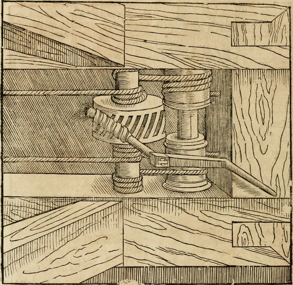 An illustration from Vitruuius, des aller namhafftigisten vnnd hocherfahrnesten, römischen Architecti, vnnd kunstreichen Werck oder Bawmeisters, Marci Vitruuij Pollionis, zehen Bücher von der Architectur vnd künstlichem Bawen ..., 1614, leaf 603