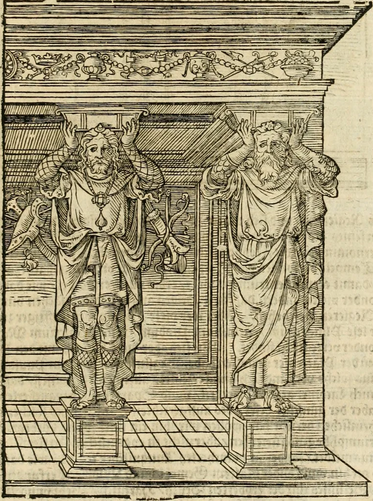 An illustration from Vitruuius, des aller namhafftigisten vnnd hocherfahrnesten, römischen Architecti, vnnd kunstreichen Werck oder Bawmeisters, Marci Vitruuij Pollionis, zehen Bücher von der Architectur vnd künstlichem Bawen ..., 1614, leaf 66