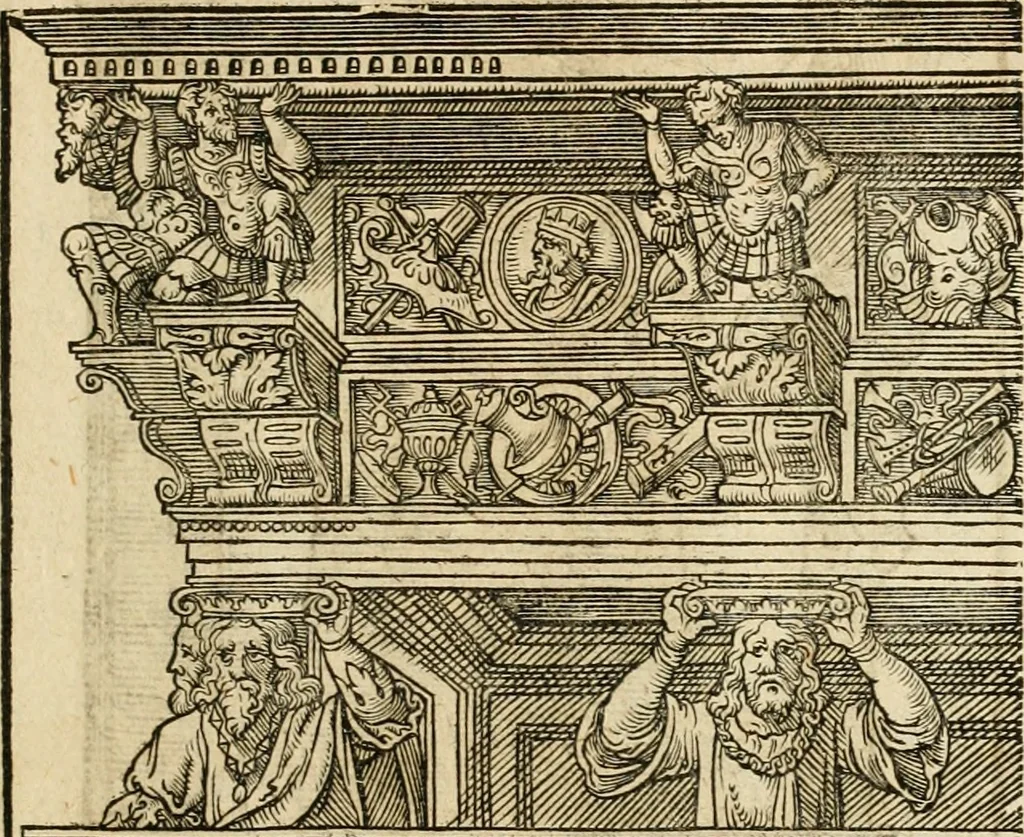 An illustration from Vitruuius, des aller namhafftigisten vnnd hocherfahrnesten, römischen Architecti, vnnd kunstreichen Werck oder Bawmeisters, Marci Vitruuij Pollionis, zehen Bücher von der Architectur vnd künstlichem Bawen ..., 1614, leaf 68
