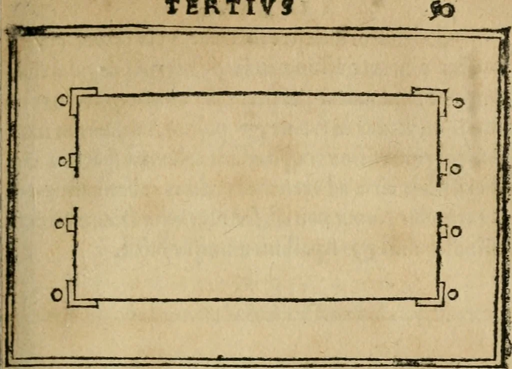 An illustration from M. Vitrvvii De architectura libri decem : summa diligentia recogniti atq; excusi : cum nonnullis figuris sub hoc signo * positis, nunq antea impraessis : additis Iulij Frontini De aqueductibus libris, proter materiae affinitatem, 1523, leaf 102