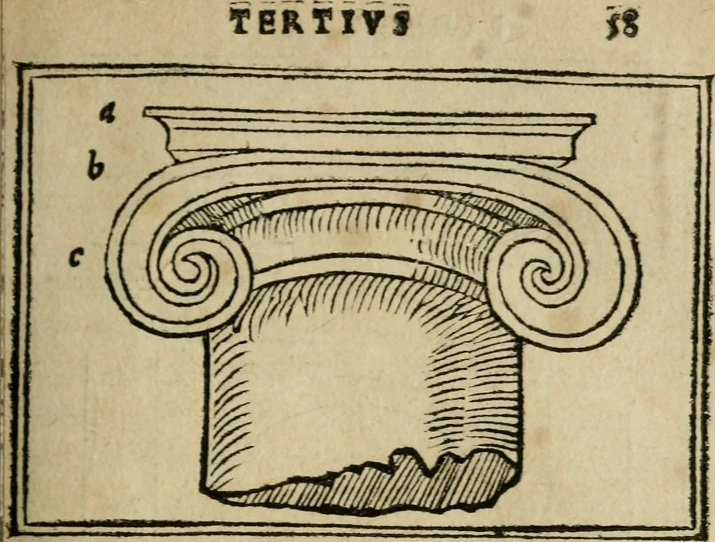 An illustration from M. Vitrvvii De architectura libri decem : summa diligentia recogniti atq; excusi : cum nonnullis figuris sub hoc signo * positis, nunq antea impraessis : additis Iulij Frontini De aqueductibus libris, proter materiae affinitatem, 1523, leaf 118