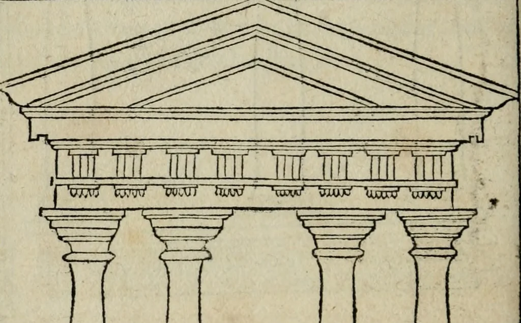 An illustration from M. Vitrvvii De architectura libri decem : summa diligentia recogniti atq; excusi : cum nonnullis figuris sub hoc signo * positis, nunq antea impraessis : additis Iulij Frontini De aqueductibus libris, proter materiae affinitatem, 1523, leaf 141