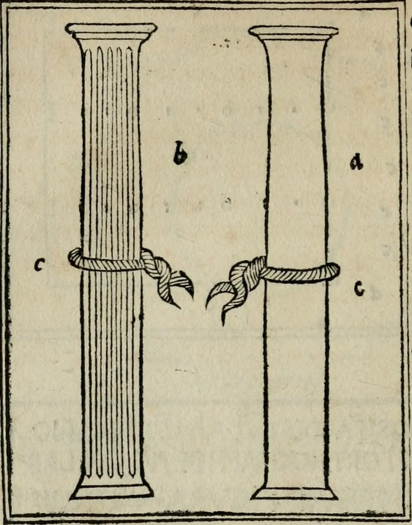 An illustration from M. Vitrvvii De architectura libri decem : summa diligentia recogniti atq; excusi : cum nonnullis figuris sub hoc signo * positis, nunq antea impraessis : additis Iulij Frontini De aqueductibus libris, proter materiae affinitatem, 1523, leaf 145