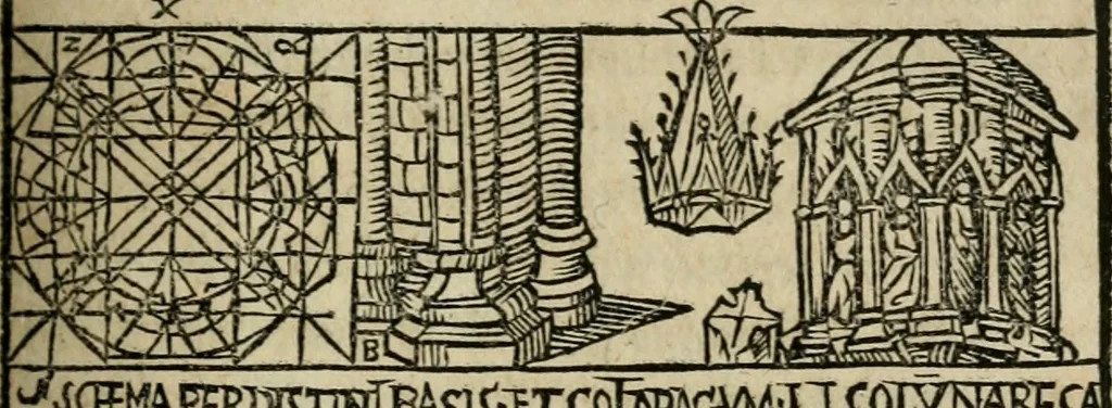 An illustration from M. Vitrvvii De architectura libri decem : summa diligentia recogniti atq; excusi : cum nonnullis figuris sub hoc signo * positis, nunq antea impraessis : additis Iulij Frontini De aqueductibus libris, proter materiae affinitatem, 1523, leaf 160