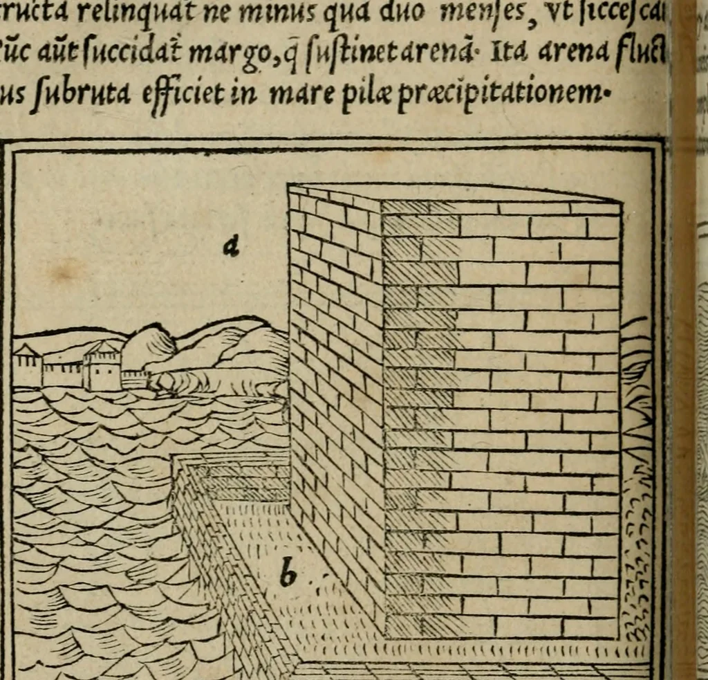 An illustration from M. Vitrvvii De architectura libri decem : summa diligentia recogniti atq; excusi : cum nonnullis figuris sub hoc signo * positis, nunq antea impraessis : additis Iulij Frontini De aqueductibus libris, proter materiae affinitatem, 1523, leaf 195