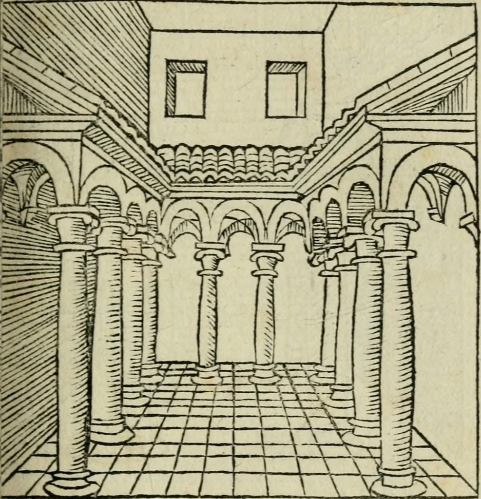 An illustration from M. Vitrvvii De architectura libri decem : summa diligentia recogniti atq; excusi : cum nonnullis figuris sub hoc signo * positis, nunq antea impraessis : additis Iulij Frontini De aqueductibus libris, proter materiae affinitatem, 1523, leaf 208