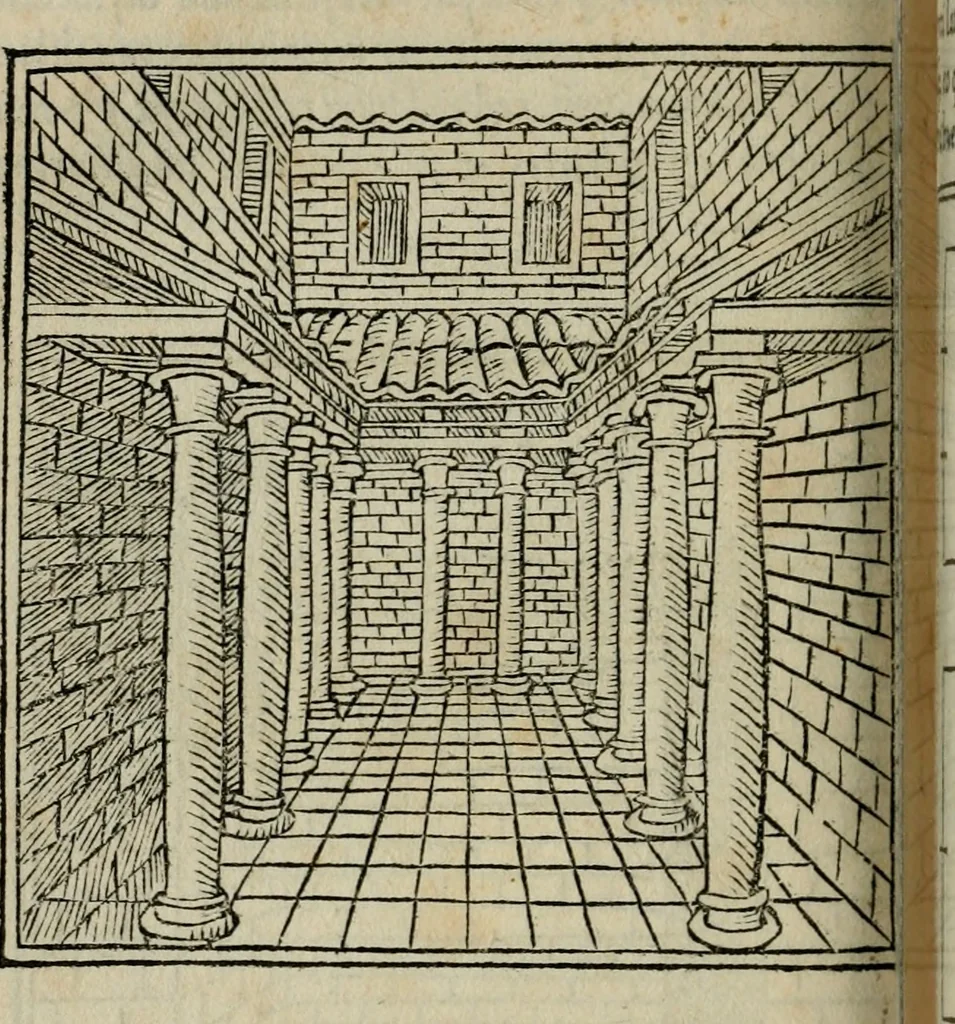 An illustration from M. Vitrvvii De architectura libri decem : summa diligentia recogniti atq; excusi : cum nonnullis figuris sub hoc signo * positis, nunq antea impraessis : additis Iulij Frontini De aqueductibus libris, proter materiae affinitatem, 1523, leaf 211