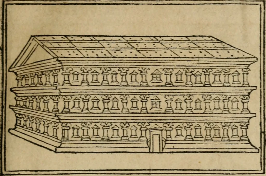 An illustration from M. Vitrvvii De architectura libri decem : summa diligentia recogniti atq; excusi : cum nonnullis figuris sub hoc signo * positis, nunq antea impraessis : additis Iulij Frontini De aqueductibus libris, proter materiae affinitatem, 1523, leaf 28