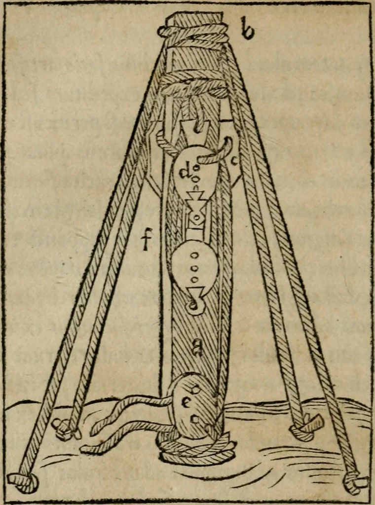 An illustration from M. Vitrvvii De architectura libri decem : summa diligentia recogniti atq; excusi : cum nonnullis figuris sub hoc signo * positis, nunq antea impraessis : additis Iulij Frontini De aqueductibus libris, proter materiae affinitatem, 1523, leaf 323