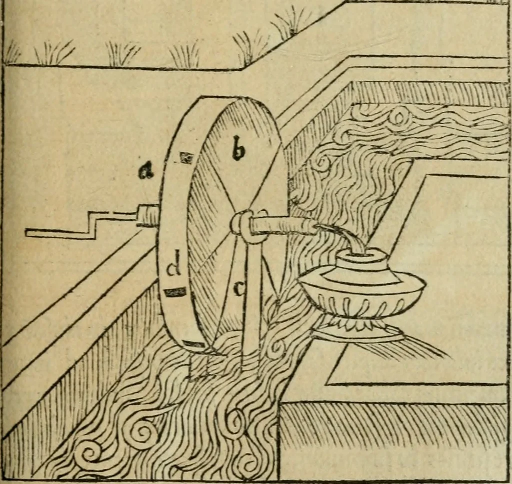 An illustration from M. Vitrvvii De architectura libri decem : summa diligentia recogniti atq; excusi : cum nonnullis figuris sub hoc signo * positis, nunq antea impraessis : additis Iulij Frontini De aqueductibus libris, proter materiae affinitatem, 1523, leaf 330