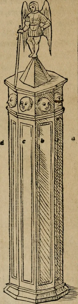 An illustration from M. Vitrvvii De architectura libri decem : summa diligentia recogniti atq; excusi : cum nonnullis figuris sub hoc signo * positis, nunq antea impraessis : additis Iulij Frontini De aqueductibus libris, proter materiae affinitatem, 1523, leaf 45