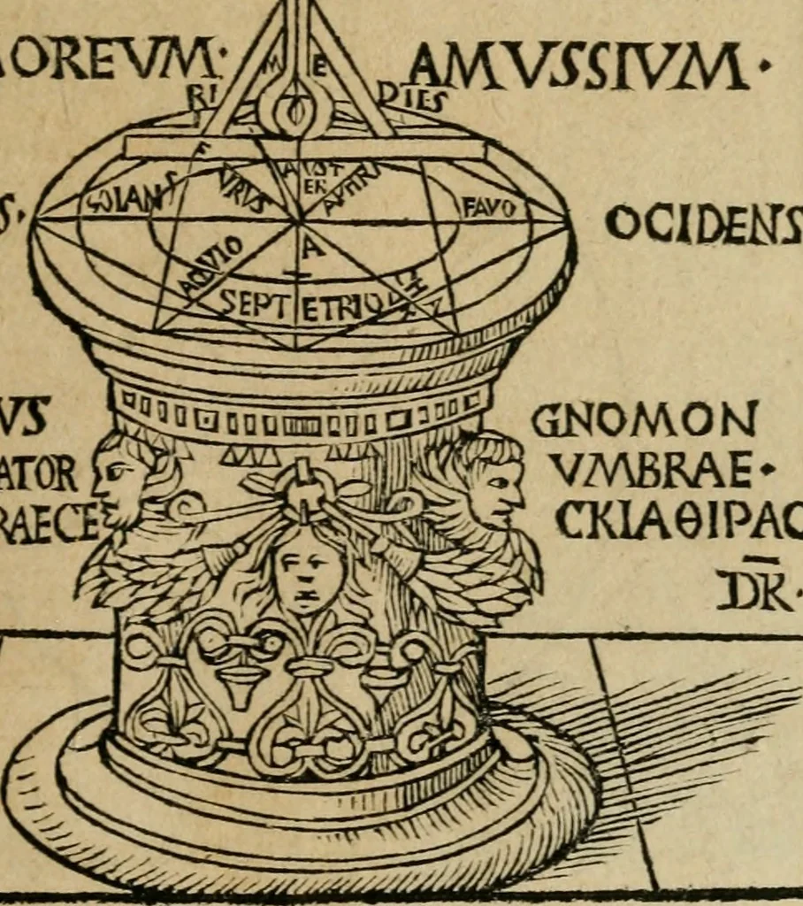 An illustration from M. Vitrvvii De architectura libri decem : summa diligentia recogniti atq; excusi : cum nonnullis figuris sub hoc signo * positis, nunq antea impraessis : additis Iulij Frontini De aqueductibus libris, proter materiae affinitatem, 1523, leaf 46